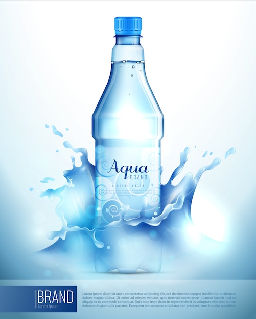 Free vector plastic bottle in splashes poster