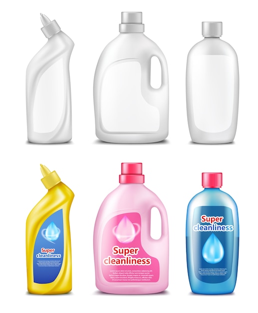 Free vector plastic bottles for cleaning products