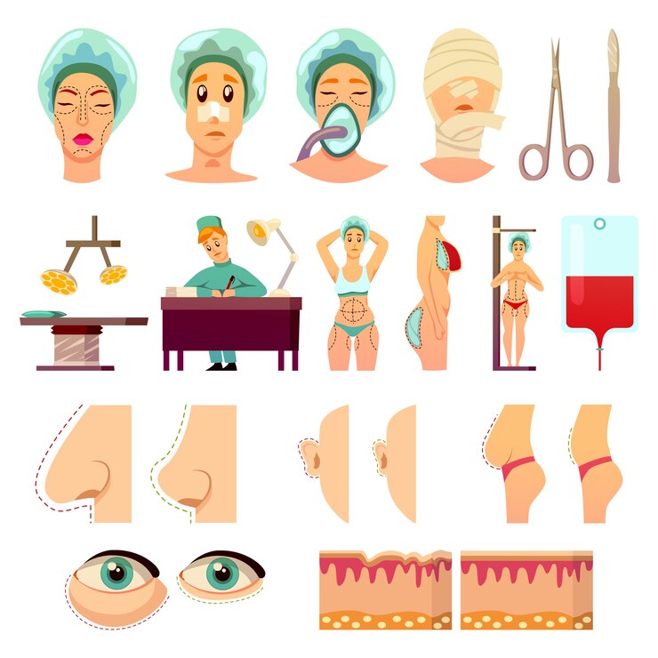 Free Vector plastic surgery orthogonal icons