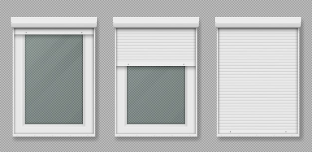 Plastic window with white rolling shutter