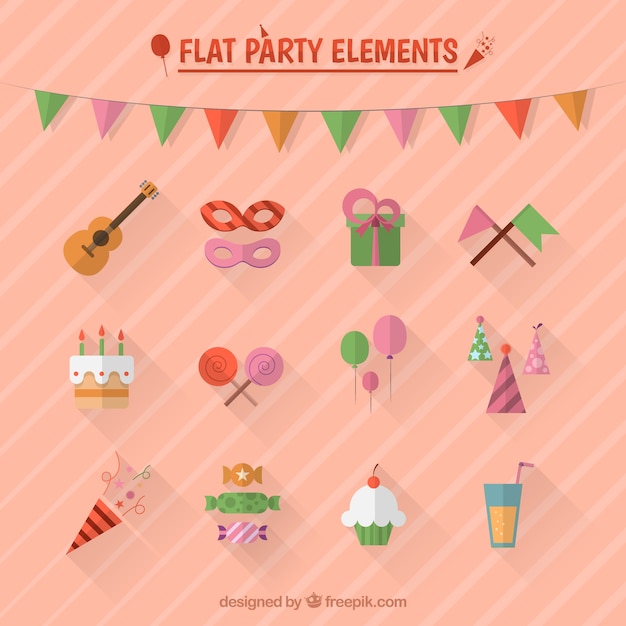 Free vector plat party elements