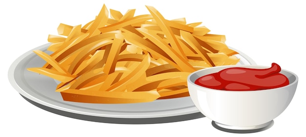 Free vector plate of french fries with ketchup