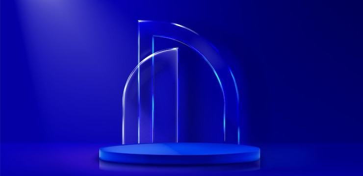 Free Vector platform beneath transparent curved glass arch