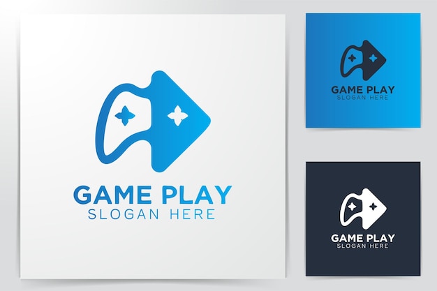 Кнопка воспроизведения и джойстик, игровой логотип дизайн вдохновение, изолированные на белом фоне