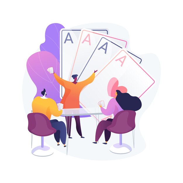 Play cards abstract concept vector illustration. family card games, time spending, play with friends, home sitting activities, legal fun gambling, stay at home activity idea abstract metaphor. Free Vector