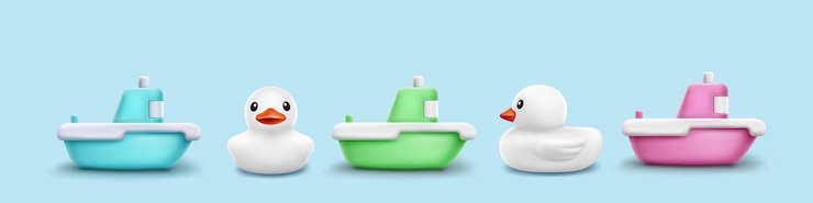 Free Vector playful bath time toys collection