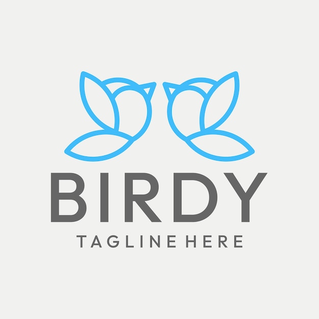 Playful line art bird logo vector