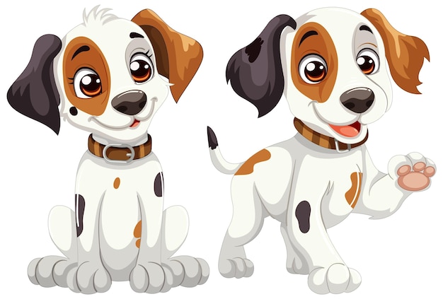 Vettore gratuito illustrazione vettoriale di playful puppy pals