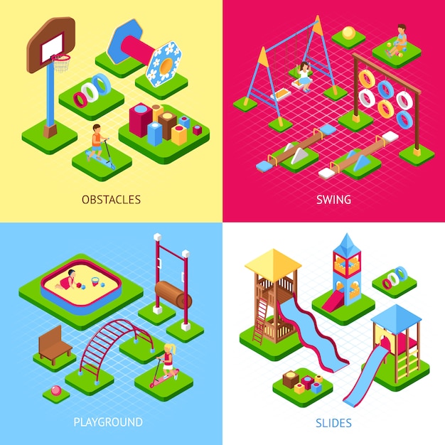 Free vector playground 2x2 images set