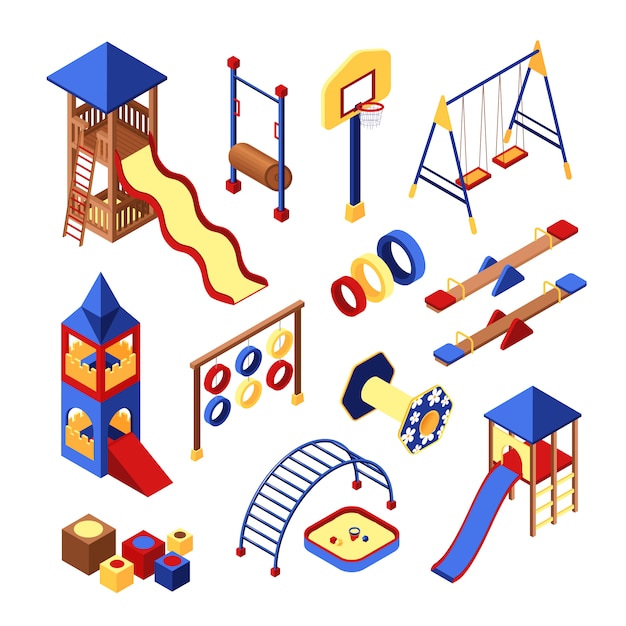 Free vector playground icons set