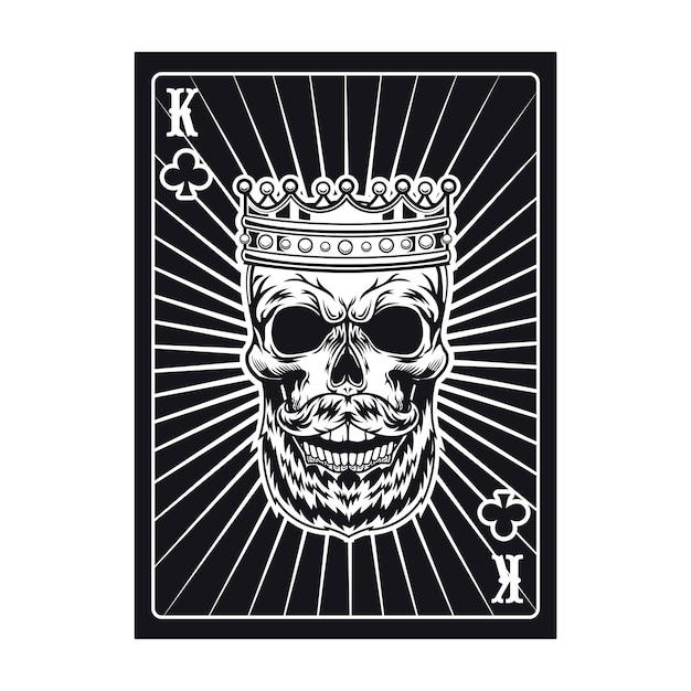 Free vector playing card with aggressive skull. black king. club