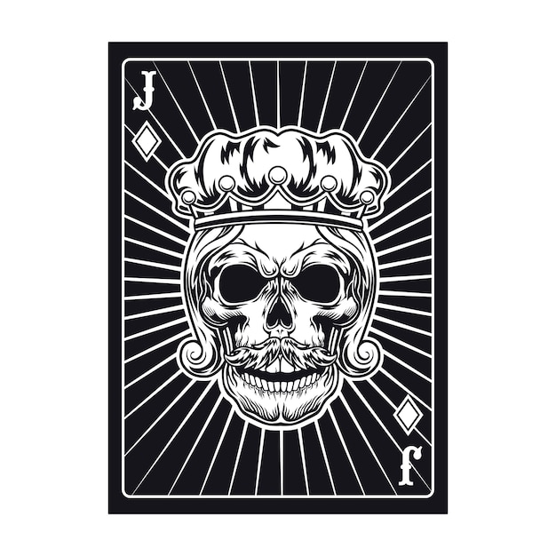 Playing card with jack skull. Diamond