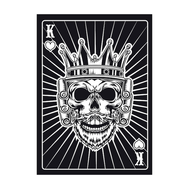 Бесплатное векторное изображение Игральная карта с королевским черепом. черный король