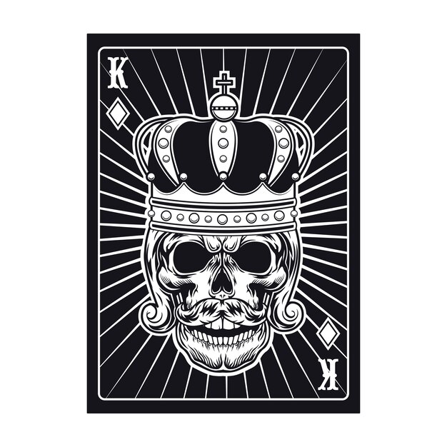 Playing card with skull. Black king