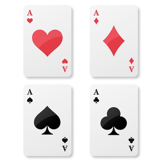 Бесплатное векторное изображение Набор тузов игральных карт