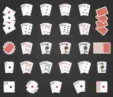 Free vector playing cards icons. playing cards sets, poker hand playing cards and playing cards deck illustration