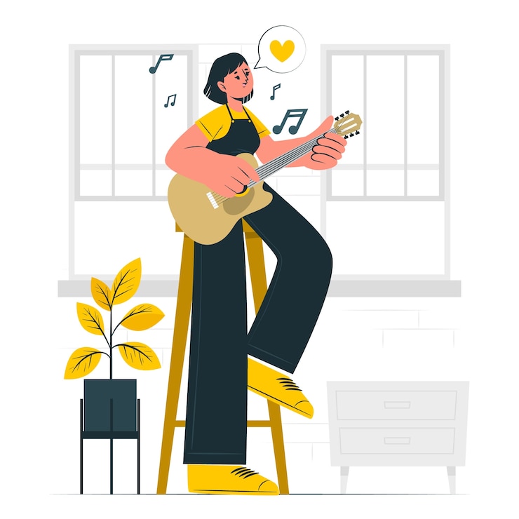 Free Vector playing guitar concept illustration