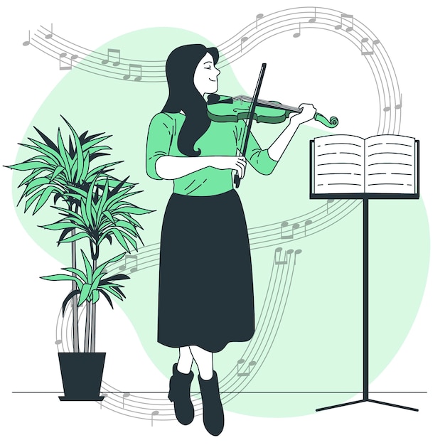 Free vector playing violin concept illustration