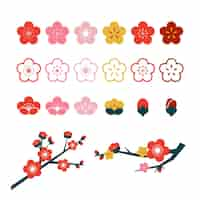 Free vector plum blossom flower collection illustration