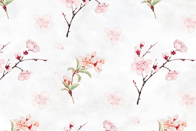 梅の花のパターンの背景ベクトル、MegataMorikagaによるアートワークからのリミックス