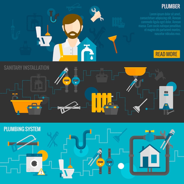Free Vector plumber banner set