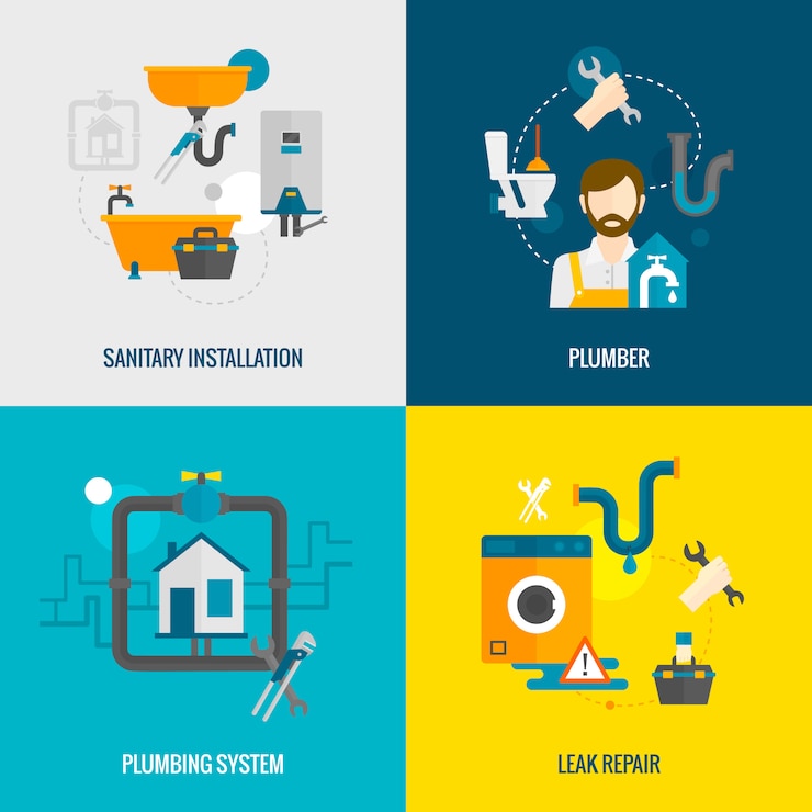 Free Vector plumber flat set