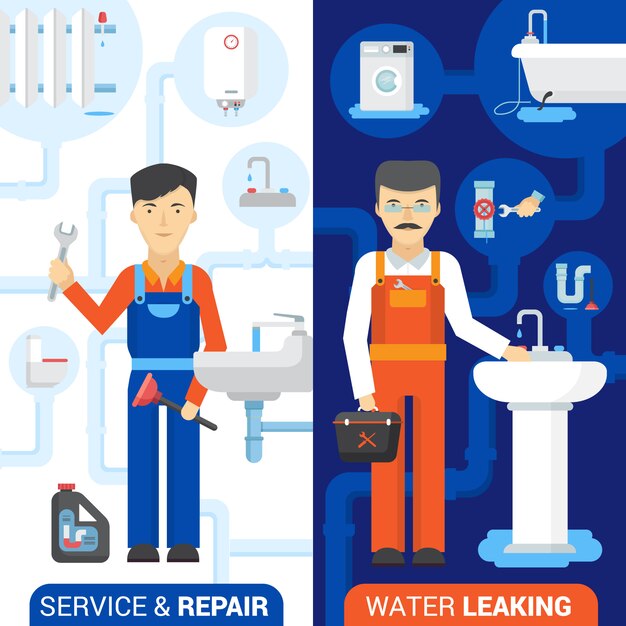 Free vector plumber repair service banner