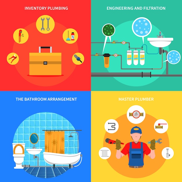 Free vector plumbing concept set