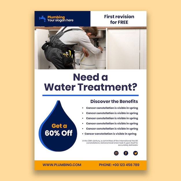 Free vector plumbing flyer template design