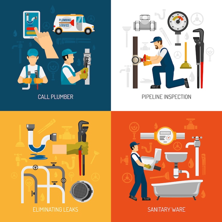 Free Vector plumbing service card set 