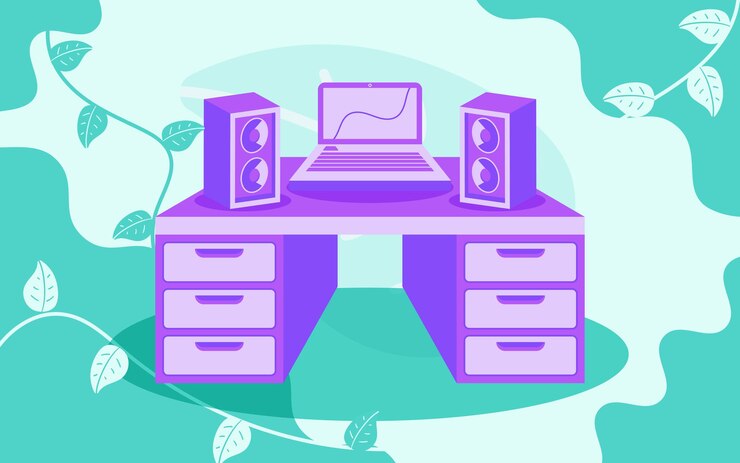 Free Vector podcast background banner with logos