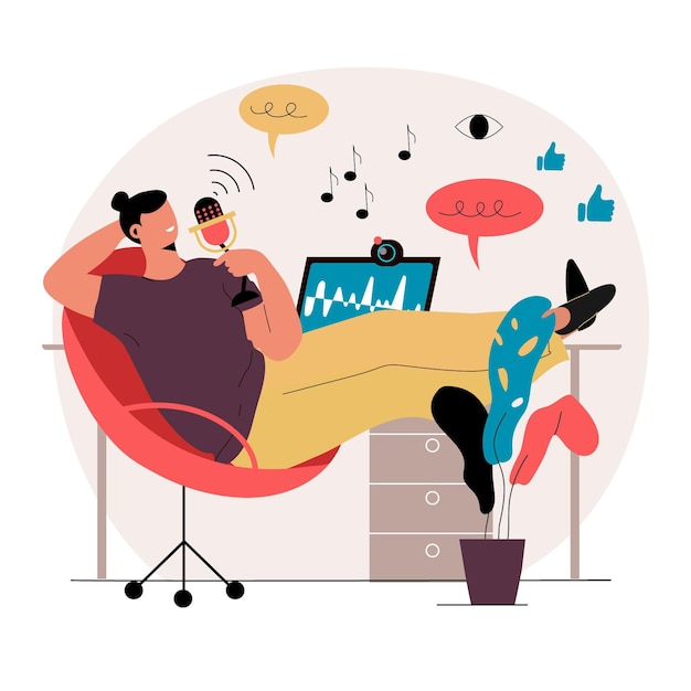 Illustrazione di influencer podcast