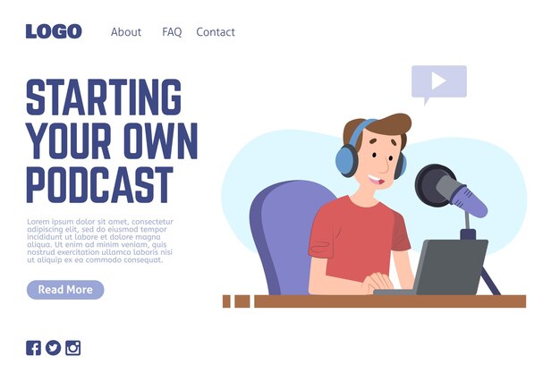 Free vector podcast landing page template