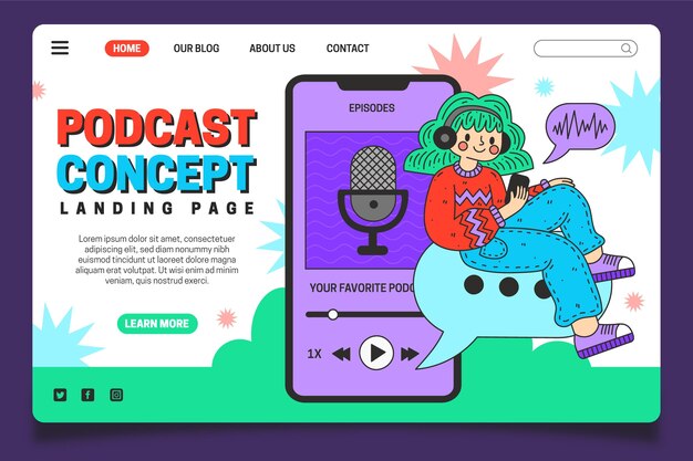 Шаблон целевой страницы подкаста