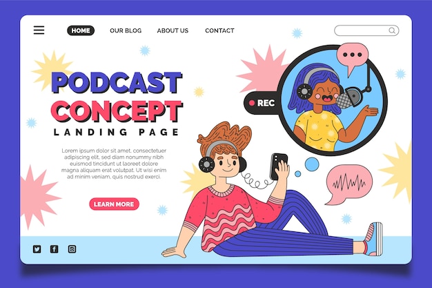 Podcast landing page template