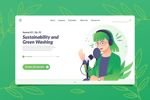 Free vector podcast landing page template