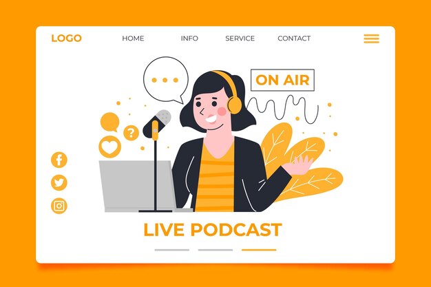 Free vector podcast landing page template