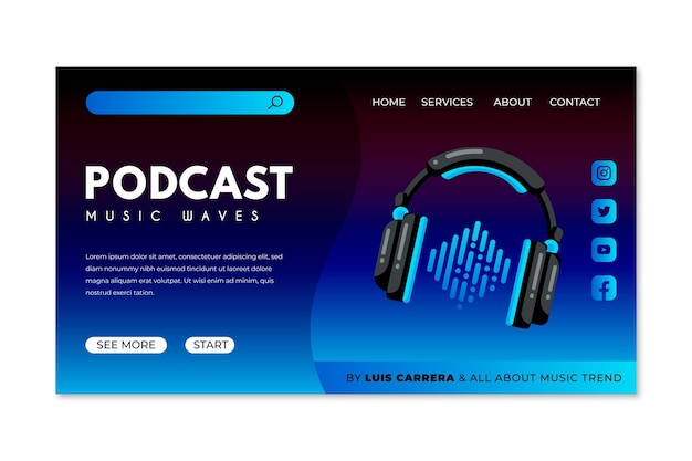 Free vector podcast landing page