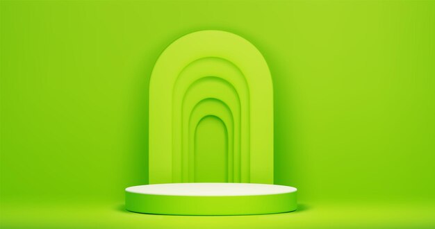 Free vector podium on acid green background with arch