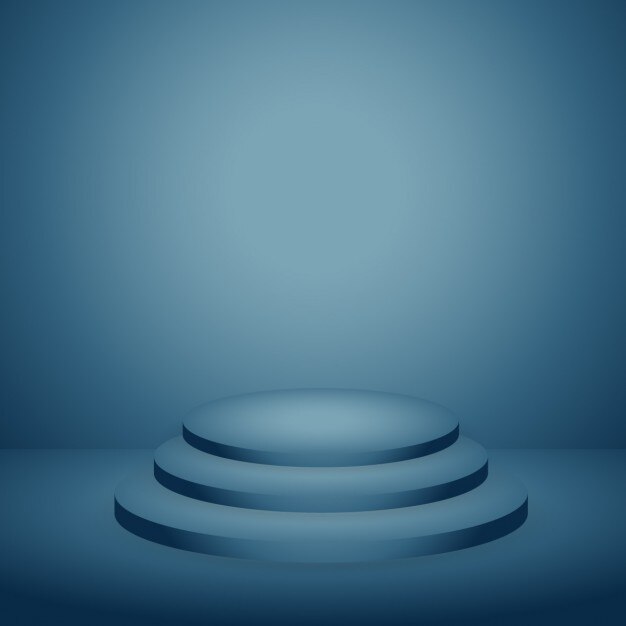 Free Vector podium in blue dark background