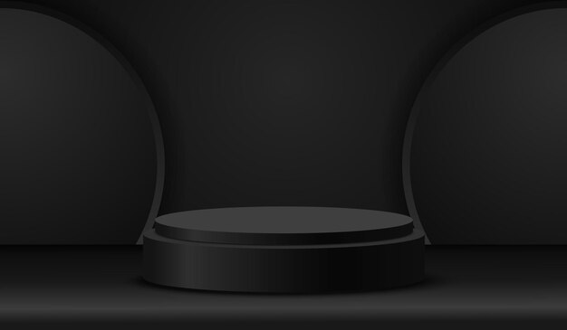 podium pedestal for displaying products with a black background