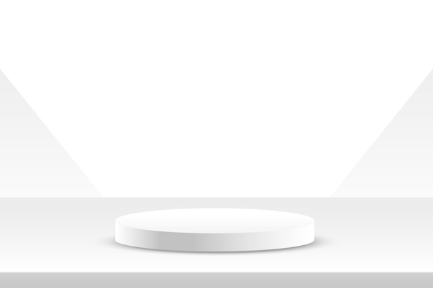 Free vector podium platform mockup white studio background