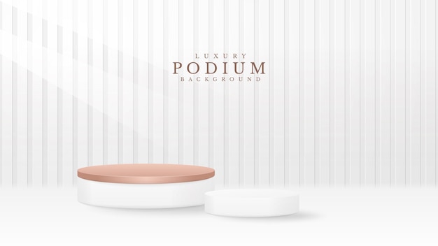 Podium showing white products. 3d luxury background concept. vector illustration for promoting sales and marketing.