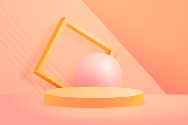 Free vector podium wallpaper with geometrical 3d shapes