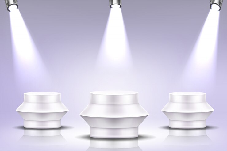 Free Vector podium with spotlight illumination, round stage