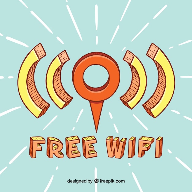 Free vector point of free wifi with hand drawn style