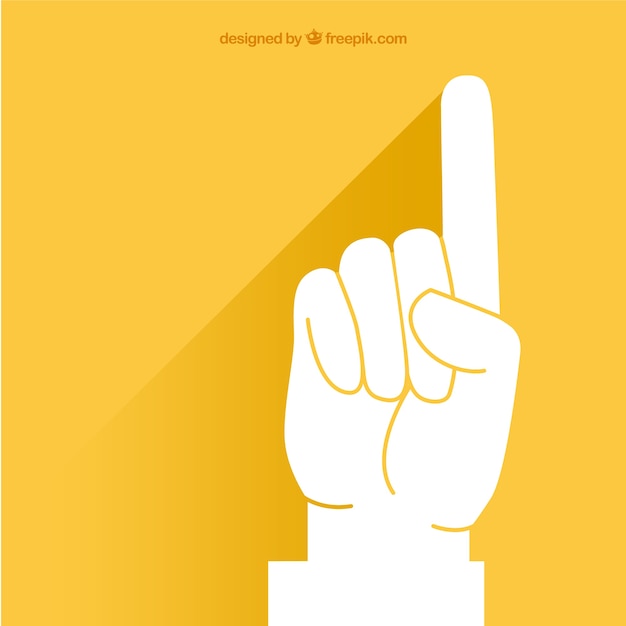 Free vector pointing finger over yellow background