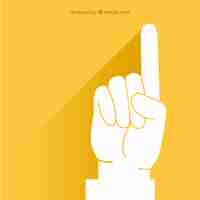 Free vector pointing finger over yellow background