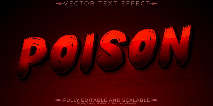 Free Vector poison blood text effect editable vintage and scary text style