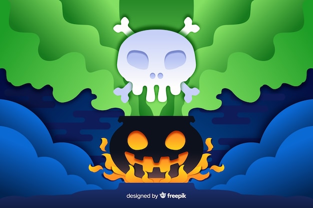 Poison gas from melting pot halloween background